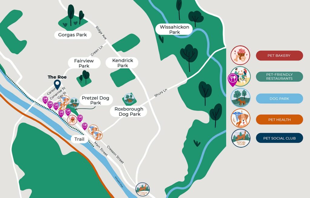 Pet Itinerary map showing local resources for pets and pet owners