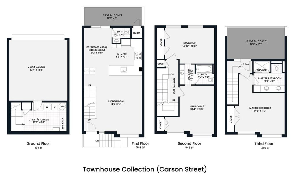 Townhome Collection - Carson Street - 3 bedroom 2.5 bath - 1,614 sq ft