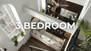 3 bedroom living room with the words 3 bedroom overlaying the photo