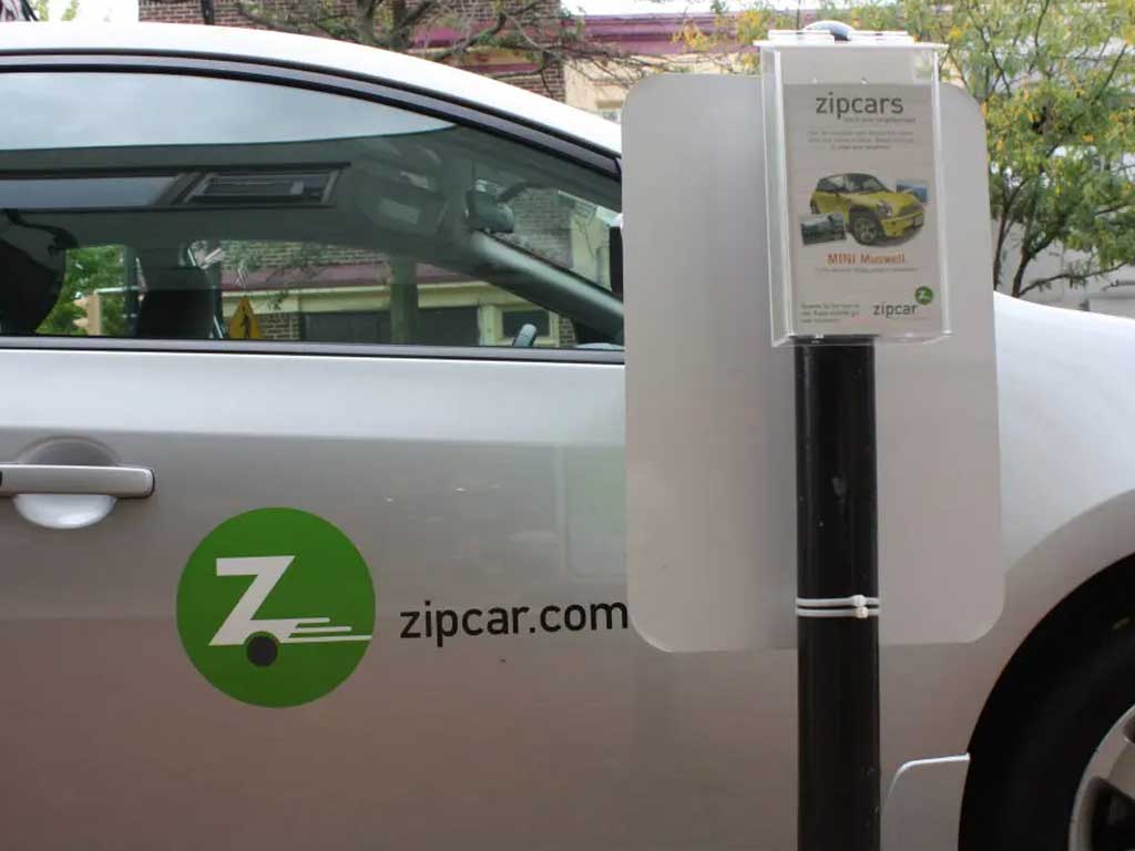 Car with Zipcar logo on the door