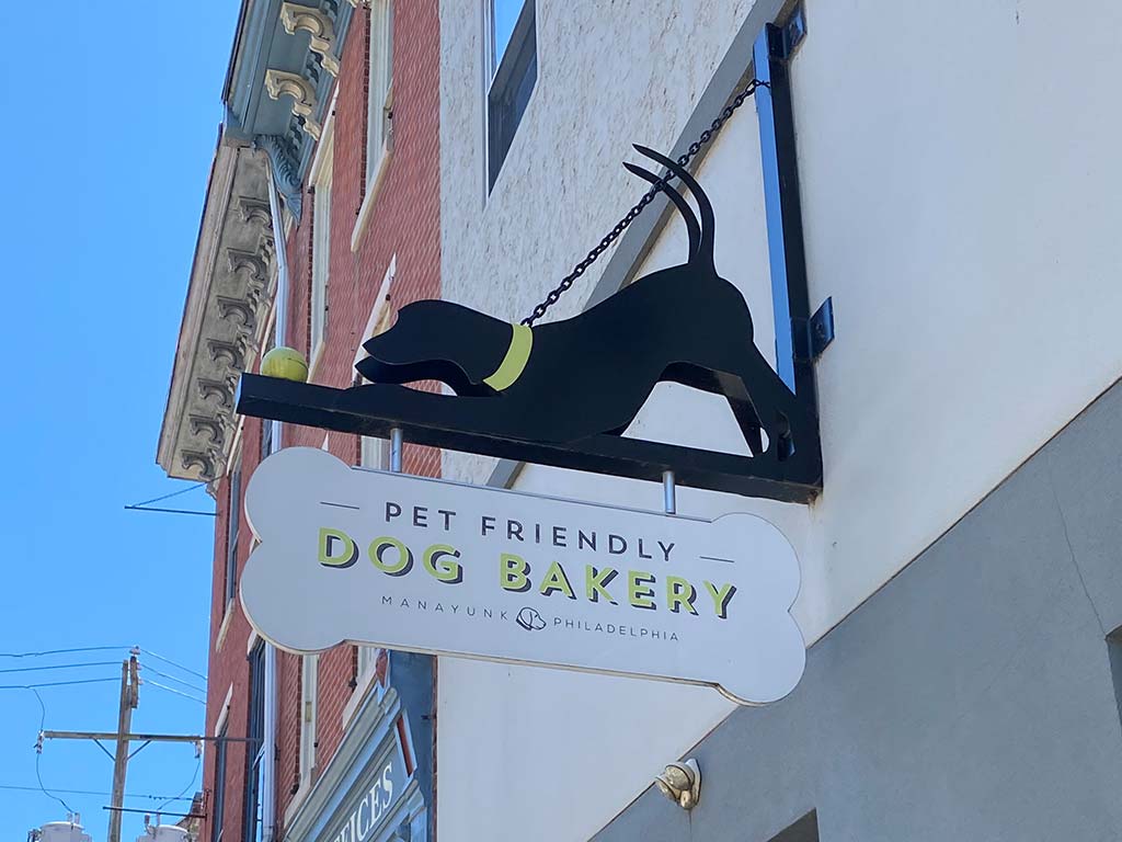 Pet friendly dog bakery sign