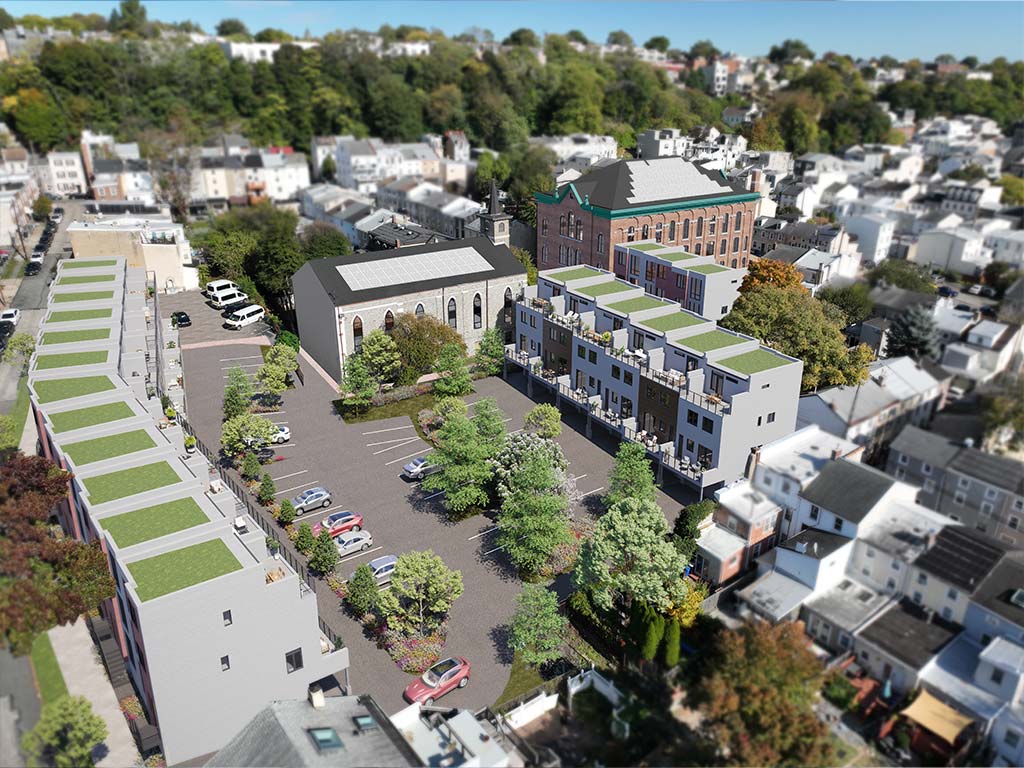 Aerial rendering of The Roe at Manayunk