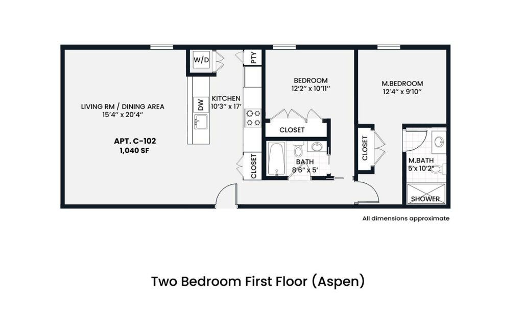 Bell - Aspen 2 bedroom first floor - 1,040sf