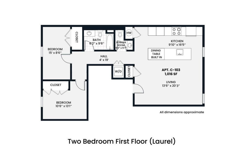 Bell - Laurel 2 bedroom first floor - 1,016sf