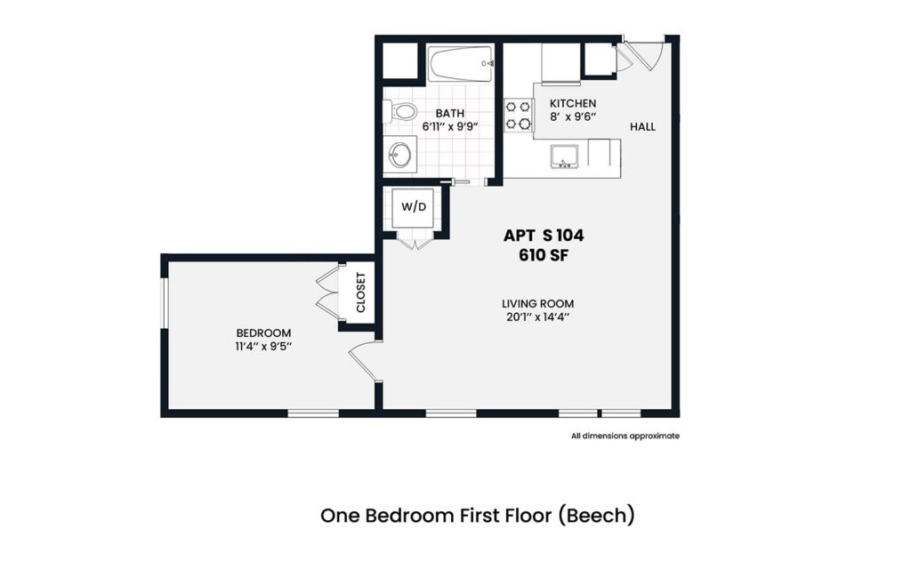 Heights - Beech 1 bedroom first floor 610 sf