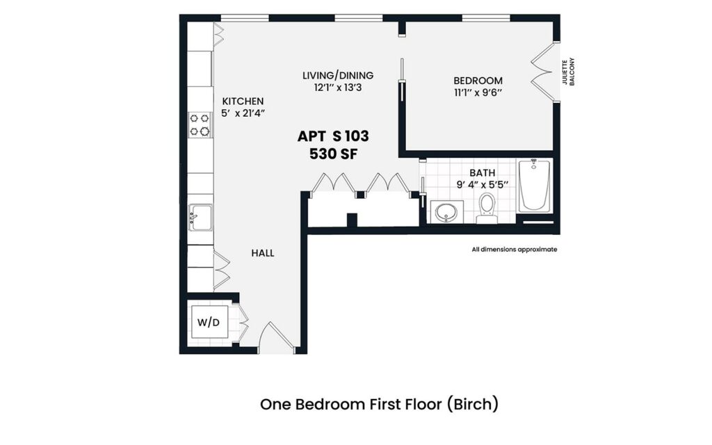 Heights - Birch 1 bedroom first floor 530 sf