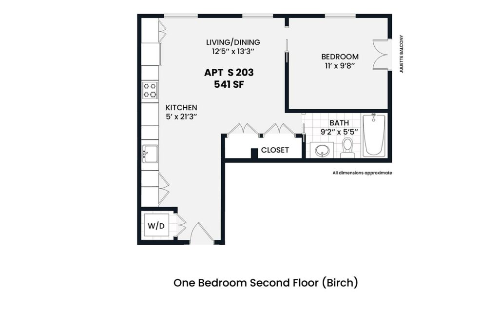 Heights - Birch 1 bedroom second floor 541 sf