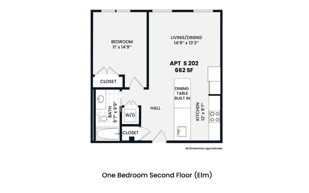Heights - Elm 1 bedroom second floor 662 sf