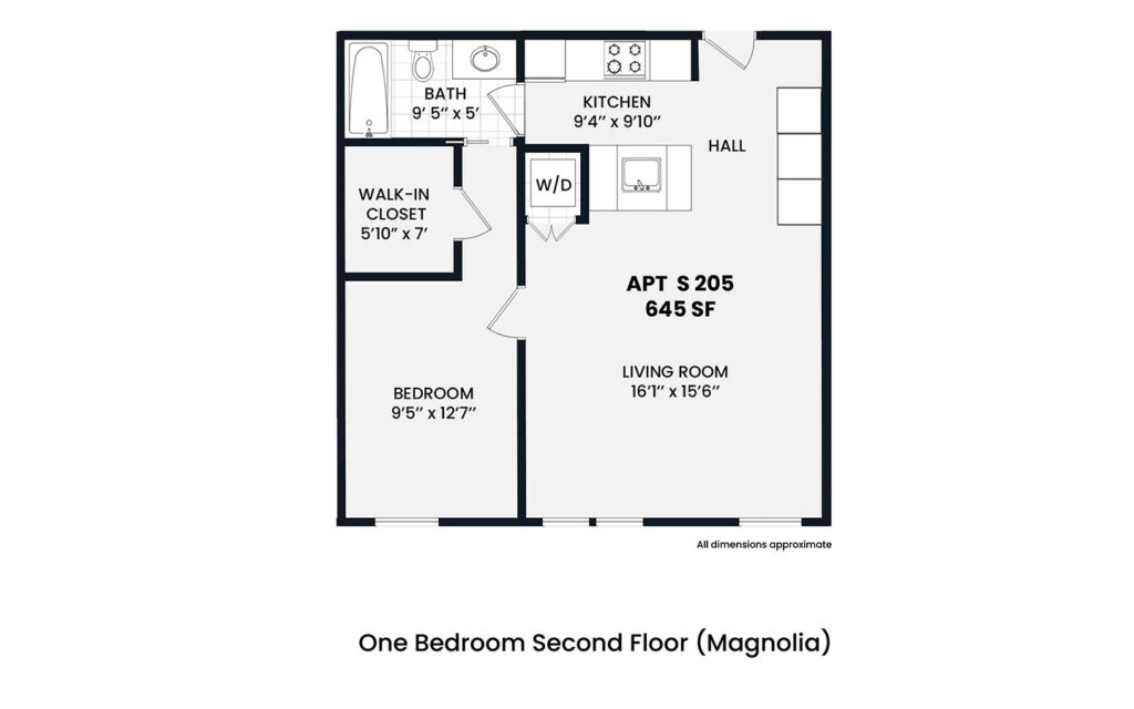Heights - Magnolia 1 bedroom second floor 645 sf