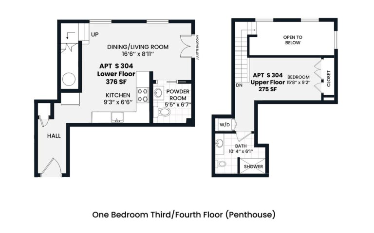 Heights - Penthouse 1 bedroom third/fourth floor 643 sf