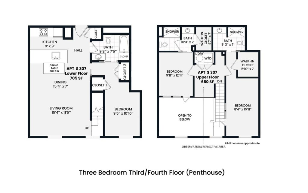 Heights - Penthouse 3 bedroom third/fourth floor 1,571 sf