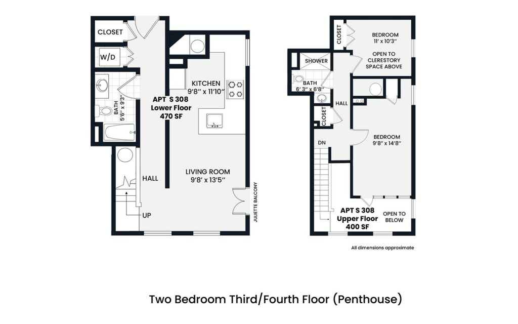 Heights - Penthouse 2 bedroom third/fourth floor 892 sf