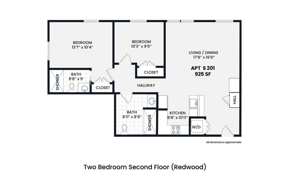 Heights - Redwood 2 bedroom second floor 925 sf
